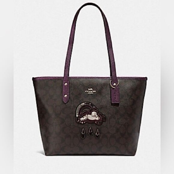 🔥NWT! Coach Glitter CITY Zip Top Tote Handbag Sequin Brown/Black Msrp:$398.00 - Picture 1 of 7